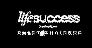 LifeSuccess logo with in partnership with Exact Audience tagline on black background